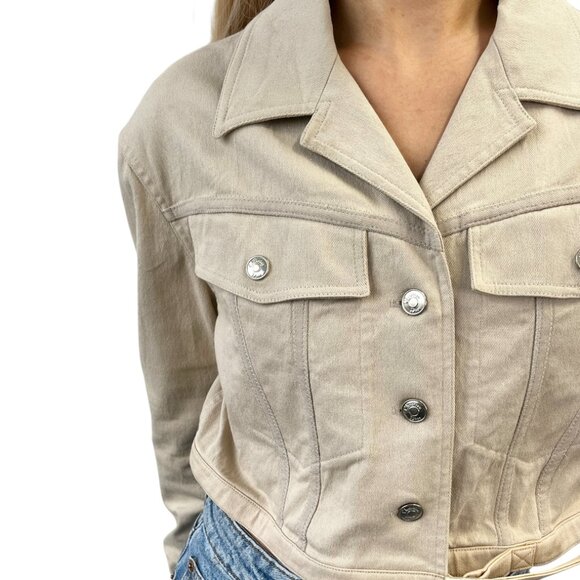 Christian Dior Vintage 2001 Croped Denim Jacket #38 Beige Long Sleeve [106434] - Picture 2 of 13